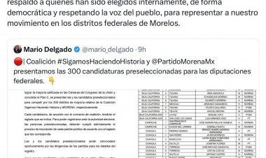 Expresa Margarita González Saravia respaldo a candidatos a diputados federales de Morena en Morelos