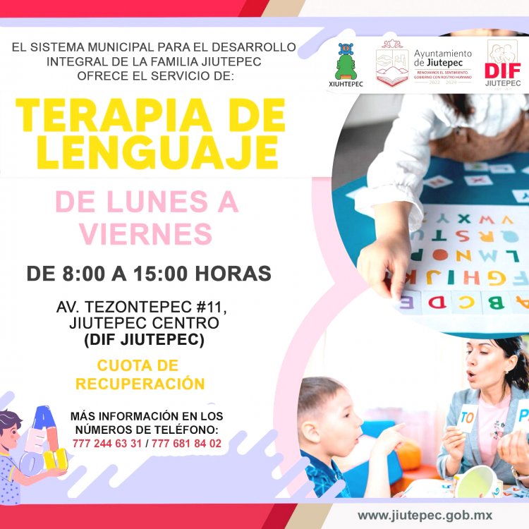 Niños con problemas de lenguaje reciben terapias del DIF Jiutepec