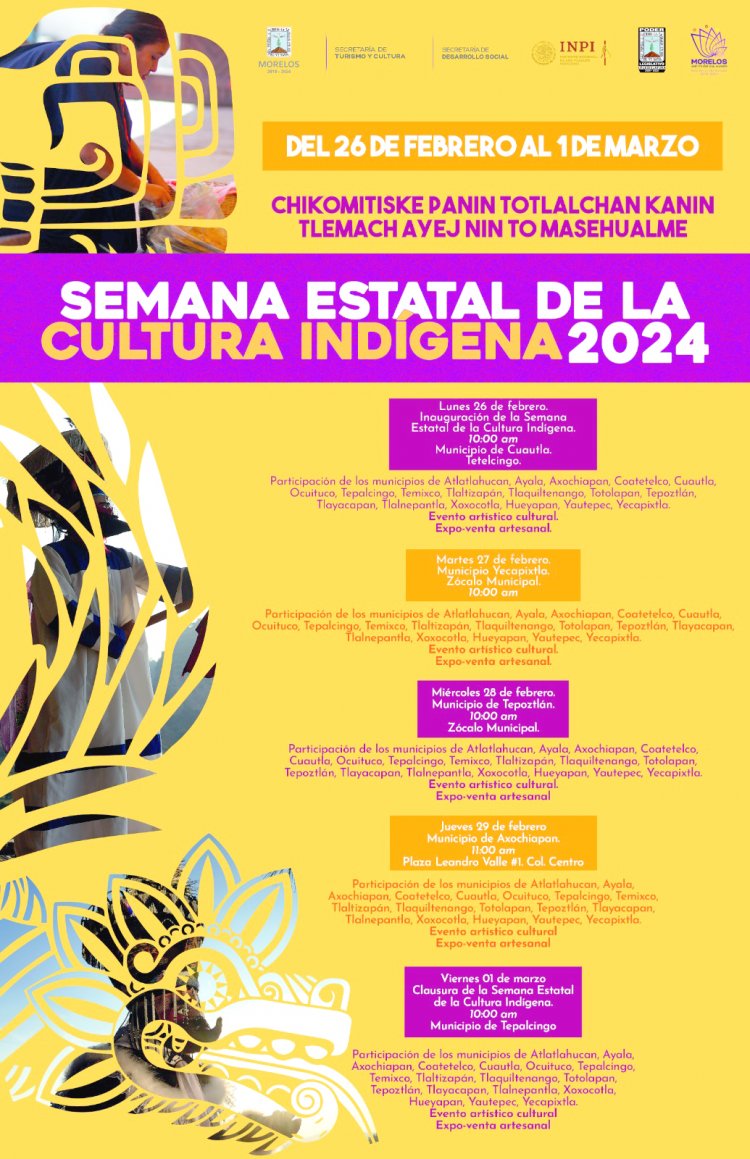 Inauguran la Semana Cultural Indígena 2024 en Tetelcingo