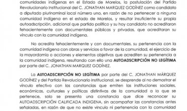 Candidatura a diputado indígena, usurpada por Jonathan Márquez