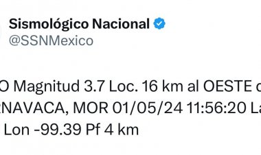 El sismo del miércoles, a 16  kilómetros de Cuernavaca