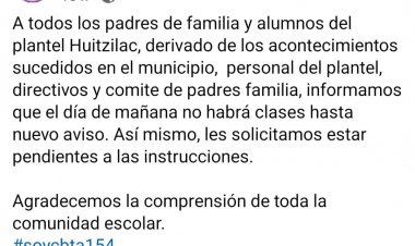 El CBTA 154, de Huitzilac, suspendió clases por crisis de violencia