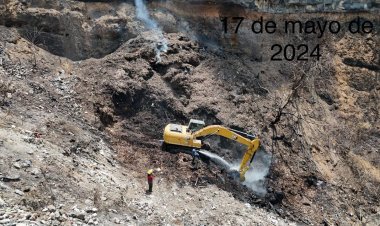 Se iniciaron trabajos para atender incendio en la exmina de Tezontepec
