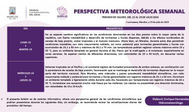 Lluvias fuertes para la última semana de julio en el estado