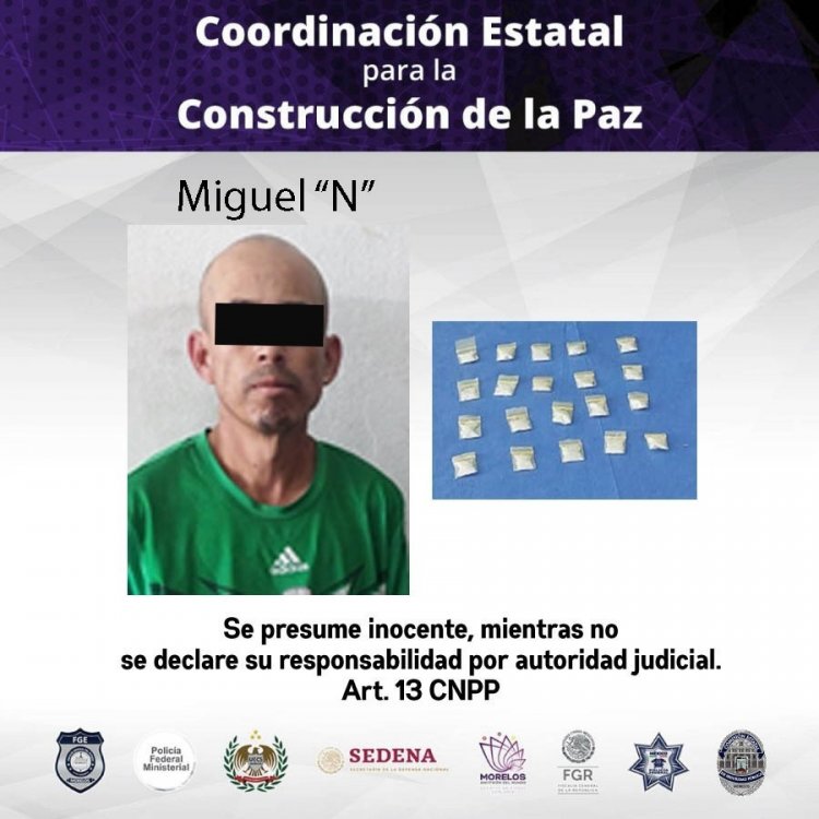 Lo imputan por llevar la droga cristal en Temixco