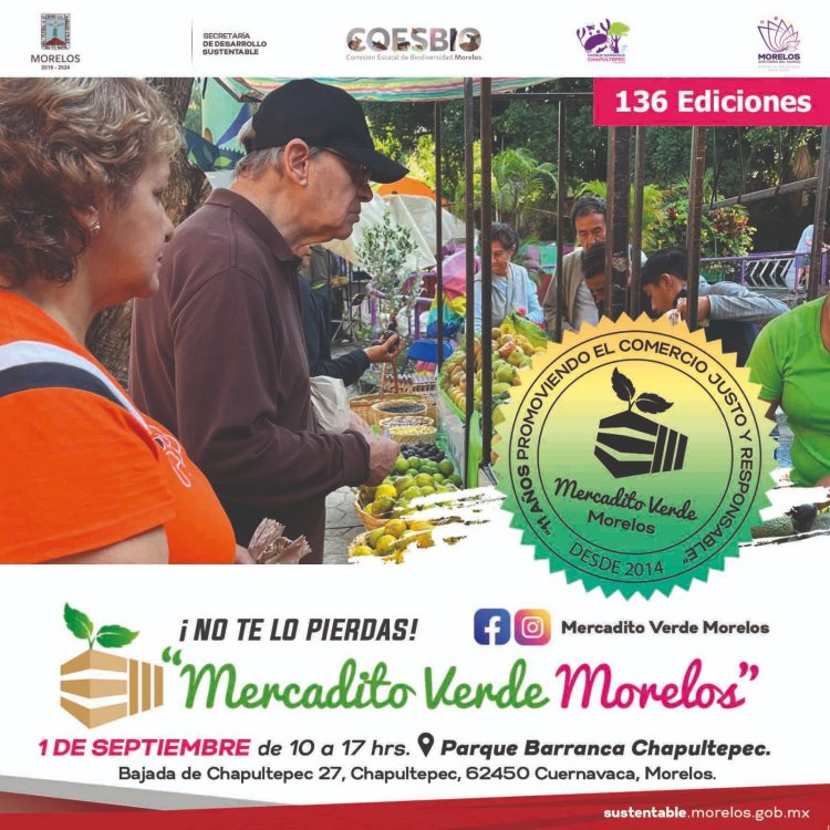 Invitan a una nueva edición del Mercadito Verde en Chapultepec