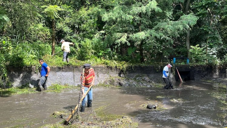 Limpian los cuerpos de agua en  el parque Barranca Chapultepec