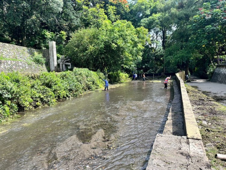 Limpian los cuerpos de agua en  el parque Barranca Chapultepec