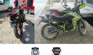 Recuperan dos motos robadas en igual número de municipios