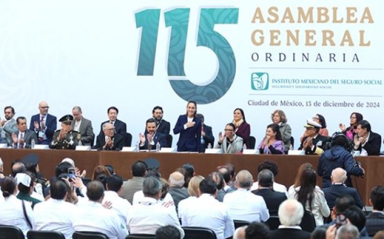 Claudia Sheinbaum encabezó la 115 Asamblea General Ordinaria de IMSS