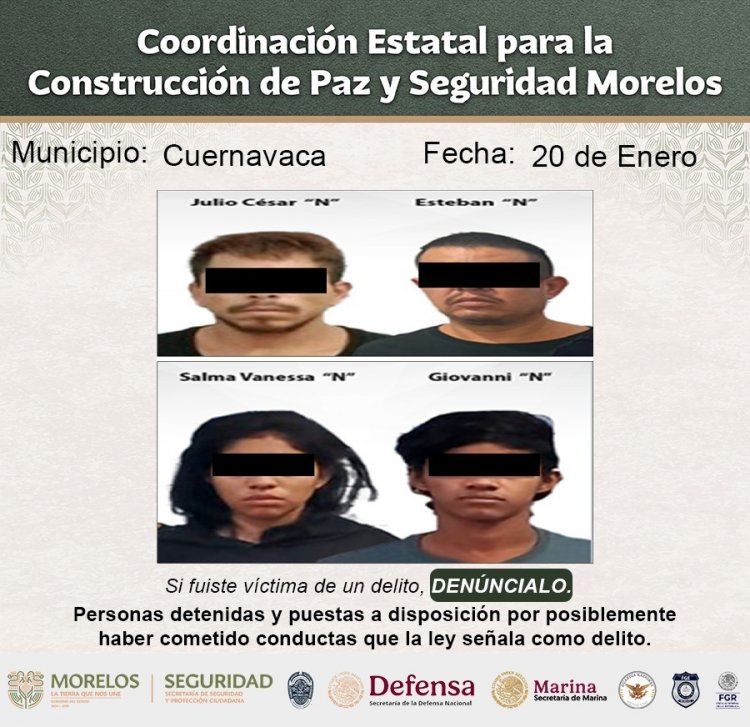 Culpables de homicidio, feminicidio, robo  y desaparición de personas, capturados