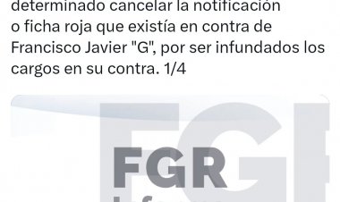 Ficha roja contra Cabeza de Vaca está suspendida, NO cancelada: FGR