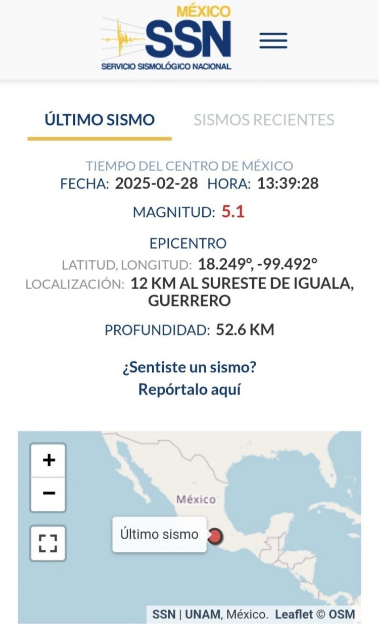 Otro susto por temblor en Morelos este jueves