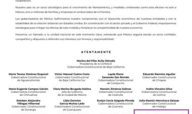 Gobernadores, México, Canadá y China repudian aranceles de EU
