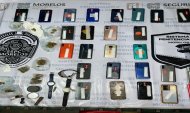 Droga y celulares decomisados en el centro penitenciario de Jojutla