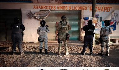 Gran golpe al crimen en cateo; aseguran  armas cartuchos droga y a un individuo