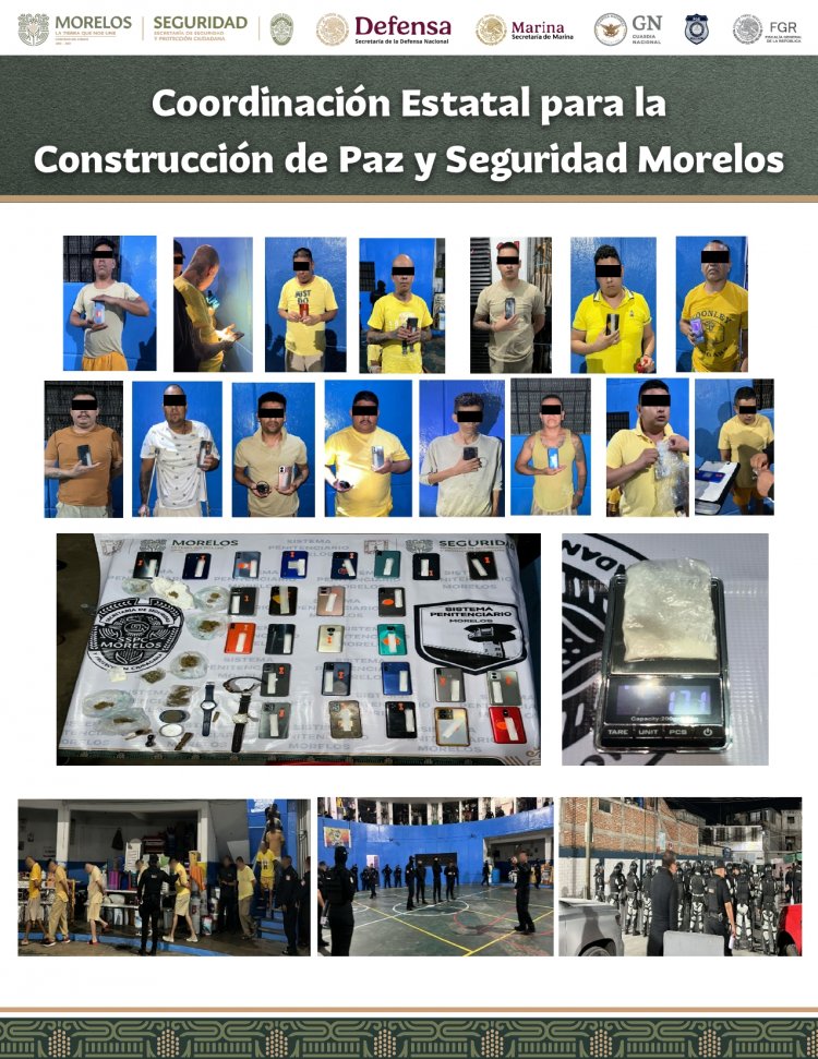 Decomisan teléfonos celulares y droga el Centro de Reinserción Social de Jojutla