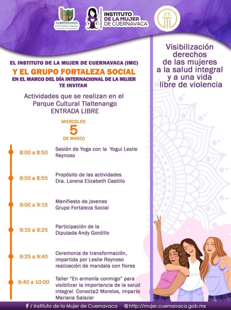 Amplia cartelera del Instituto de  la Mujer capitalino durante marzo