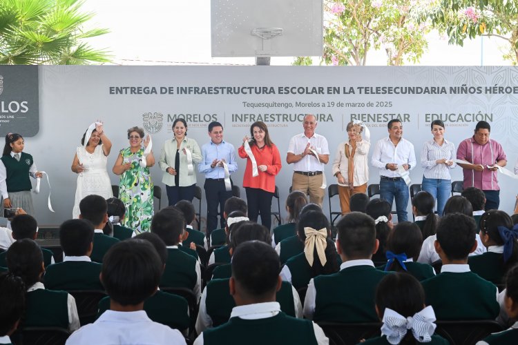 En entrega de techumbre en Jojutla, reafirma Margarita apoyo a alumnos