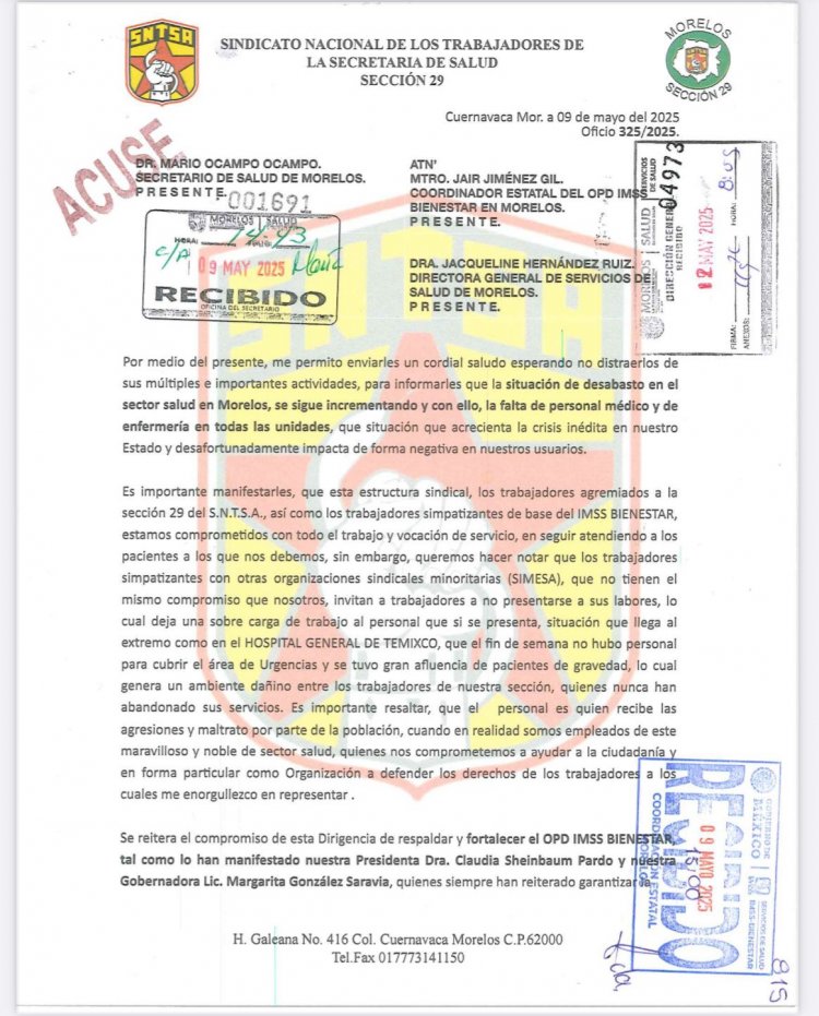 Denuncian grave desabasto y crisis en Salud de Morelos