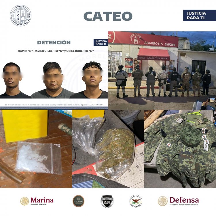 Cayeron 3 con droga y vestimenta tipo militar