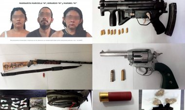 En operativo, caen dos mujeres y  un hombre con armas y drogas
