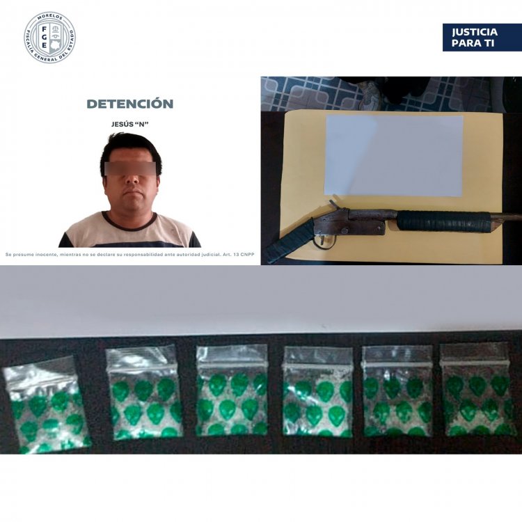 Atrapan a individuo con droga  y arma de fuego en Xoxocotla