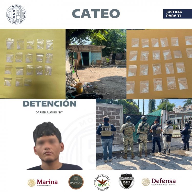Un detenido, en cateo en Tlaltizapán: hallan droga