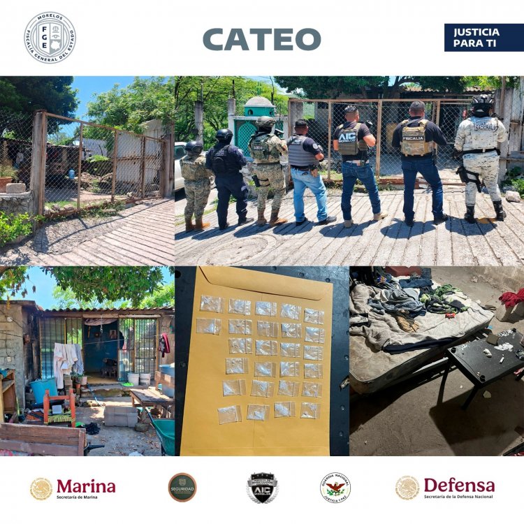 Decomisan cristal durante cateo en casa en Tetecala
