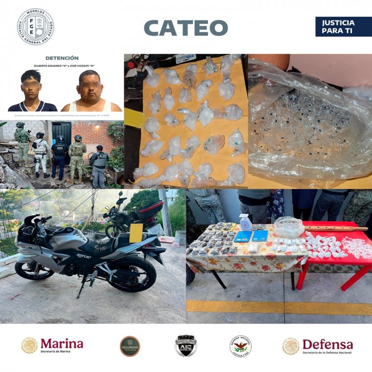 Cayeron dos en cateo a domicilio donde vendían cristal y marihuana