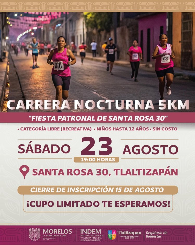 Convocan a una carrera  nocturna en Tlaltizapán