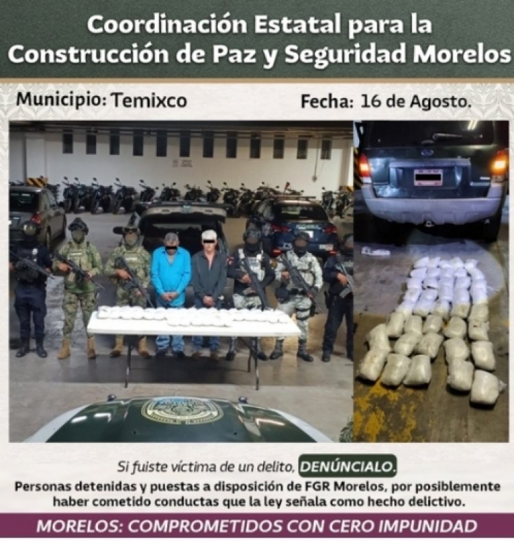 Detienen en Zapata a dos hombres con mas de 40 kilos de cristal