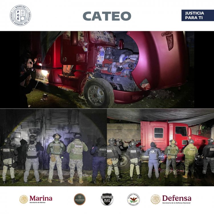 En cateo en Huitzilac, encontraron un tractocamión con números alterados
