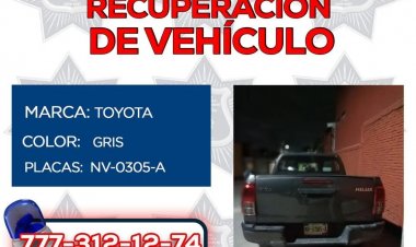 Recuperaron en Cuernavaca una Toyota Hilux '12 robada