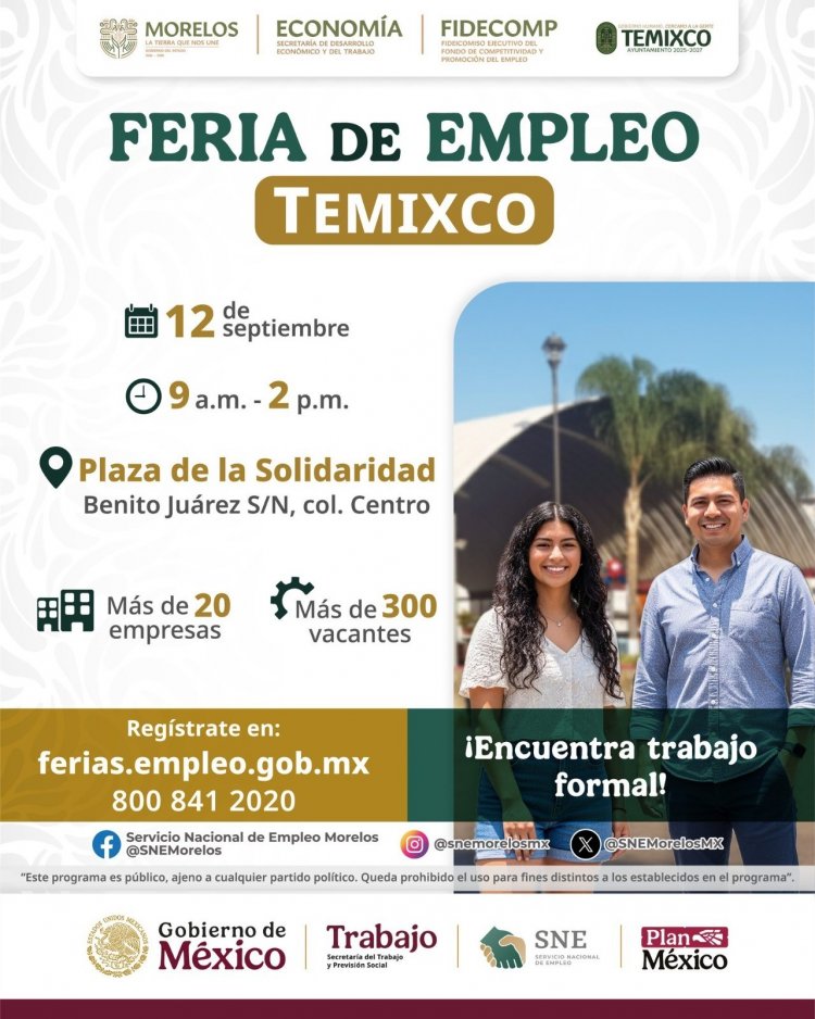 Temixco será sede de nueva feria del empleo