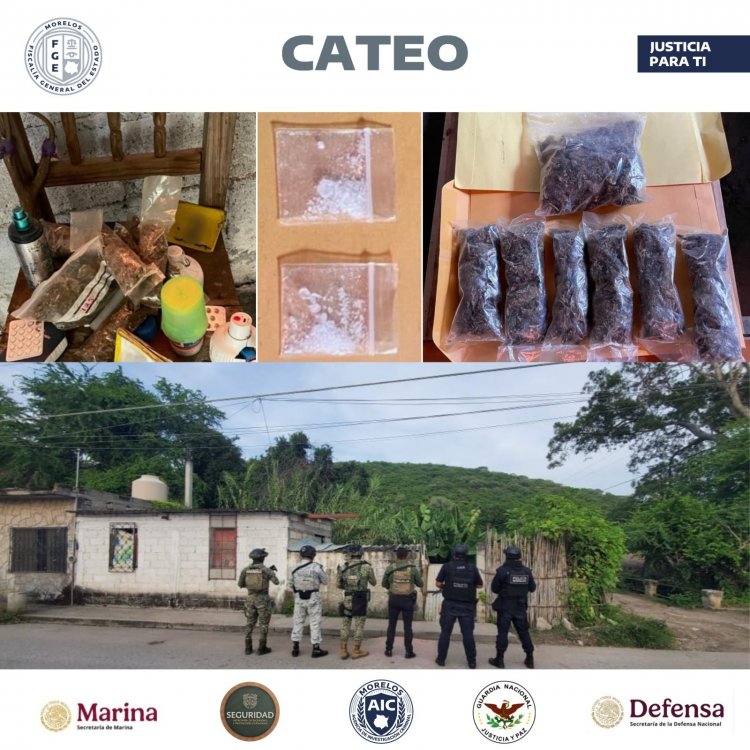 Aseguraron drogas durante un cateo en Tlaquiltenango