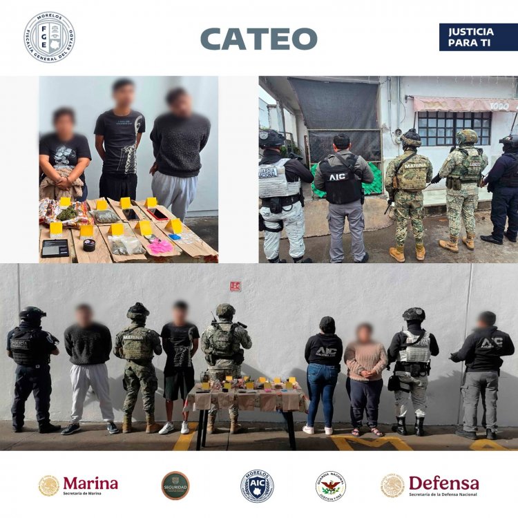Atraparon a 4 en cateo  por drogas en Cocoyoc