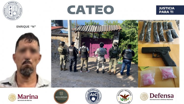 Un detenido con arma y droga  durante un cateo en Tehuixtla