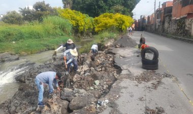 Ayuntamiento de Jiutepec atendió un socavón abierto