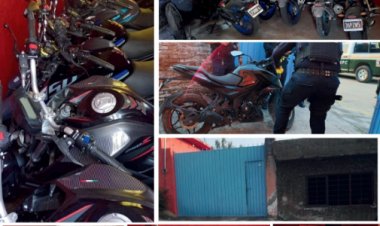 Aseguran 11 motocicletas robadas  en Emiliano Zapata en operativo