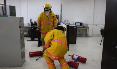 Hubo incendio simulado en  Palacio de Gobierno estatal