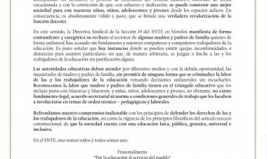 No criminalizar a maestros,  enérgico llamado de SNTE