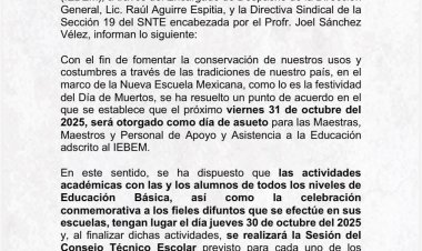 Suspenden clases este viernes 31 de octubre