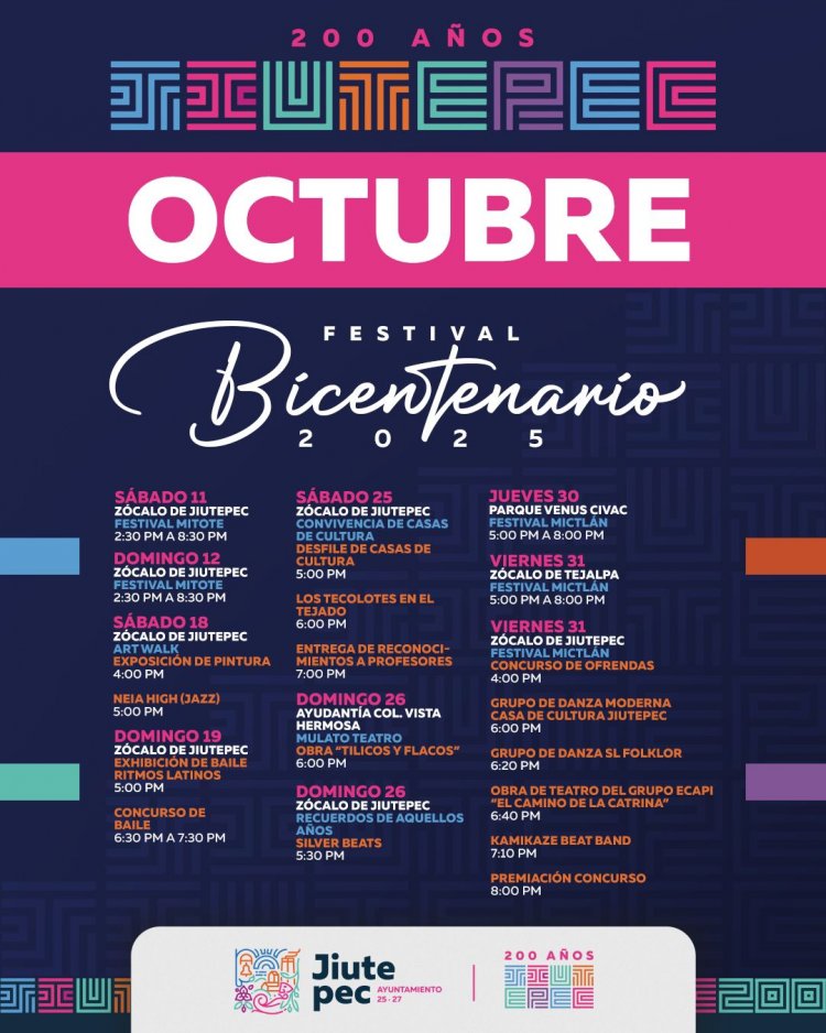 Invitan a disfrutar Festival Bicentenario Jiutepec 2025