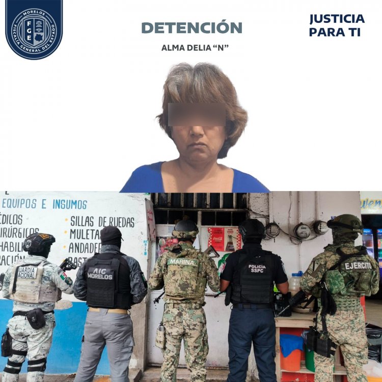 Una dama, capturada durante  cateo con droga y otros indicios