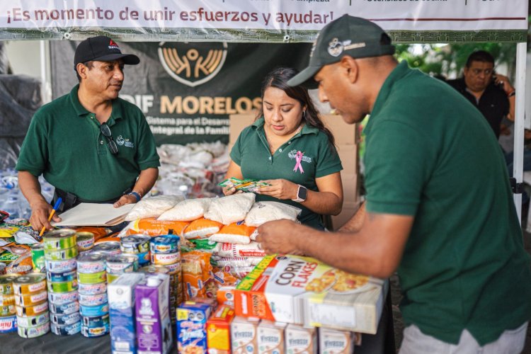 Sale de Morelos primera ayuda a  familias damnificadas en Puebla