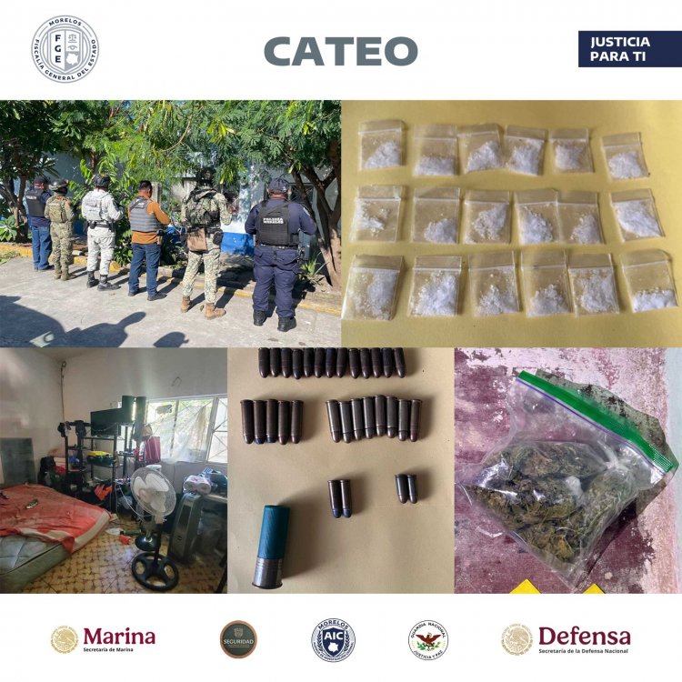 Catean domicilio relacionado  con drogas en Tlaquiltenango