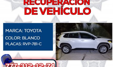 La reacción inmediata de la Policía de  Cuernavaca logra recuperación de auto