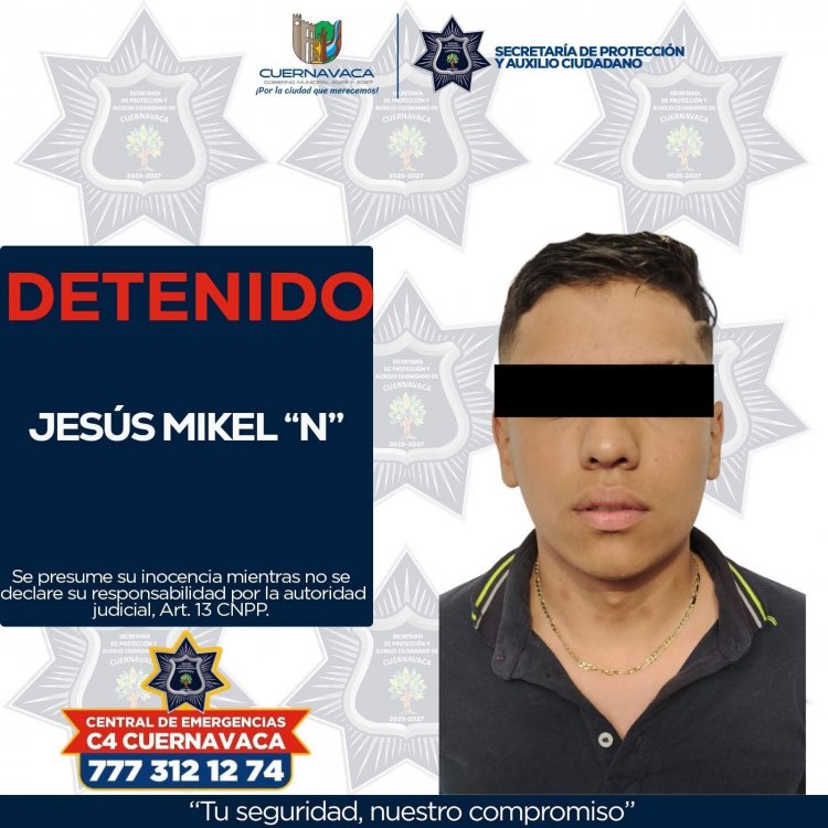 Policía de Cuernavaca pudo capturar  a Jesús, quien manejaba moto robada