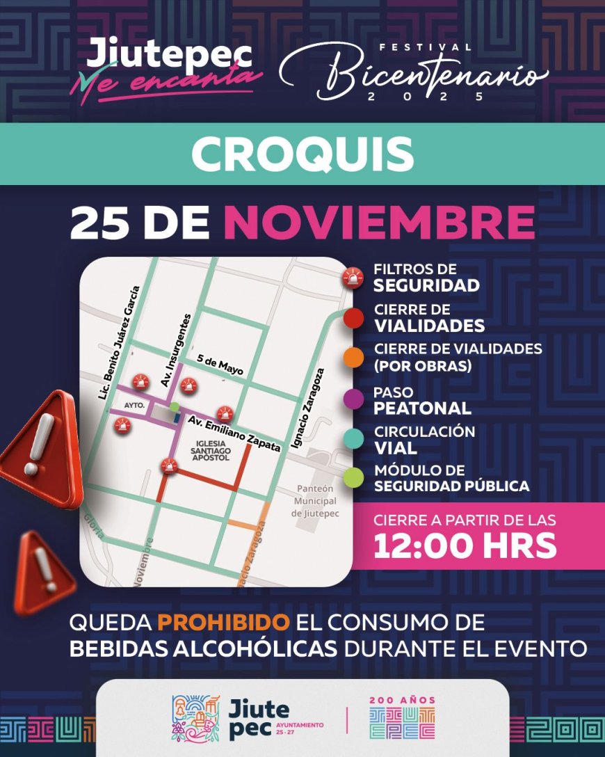 Sigue cierre de calles en Jiutepec por concierto